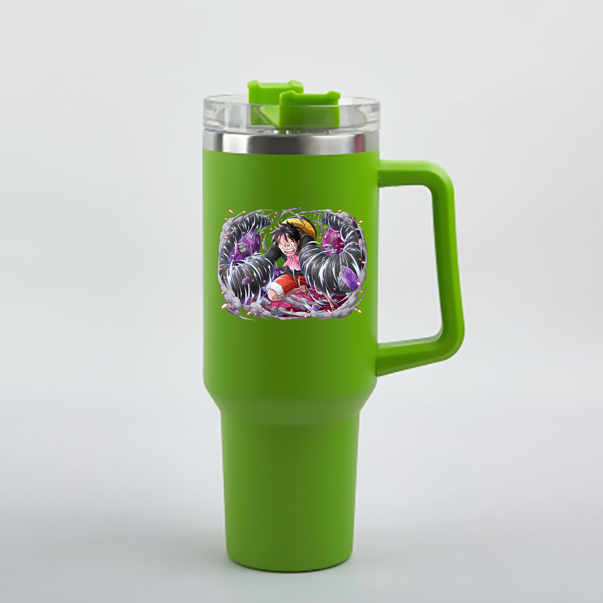 ワンピース モンキー・D・ルフィ ONE PIECE Monkey D. Luffy 1200mL車用タンブラー - クリスタルステッカー（プラスチックストロー付き）